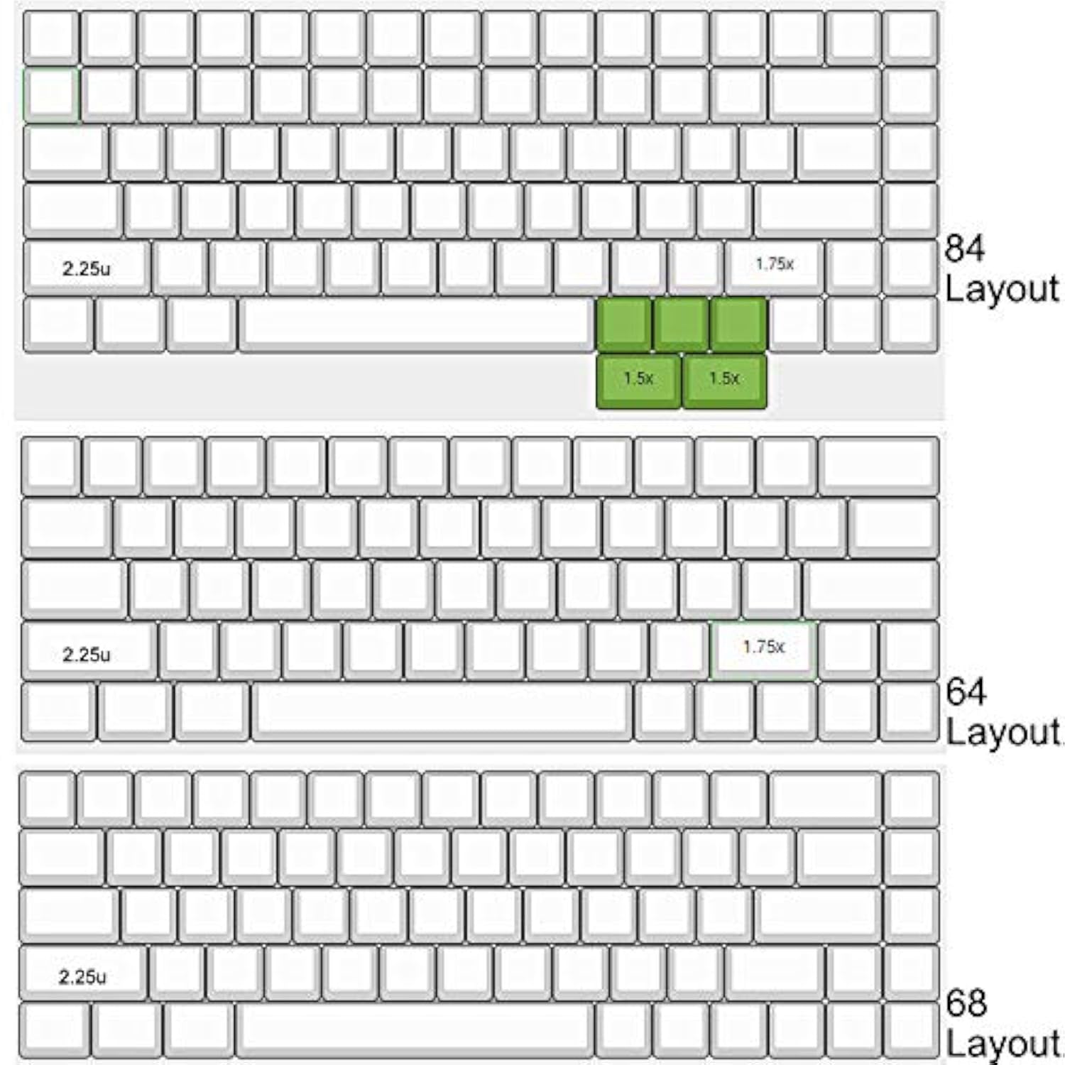 White Black Dolch Thick Pbt 84 68 64 Blank Keyset Oem Profile Keycaps For Mx M