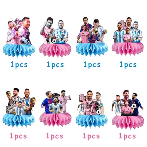8Pcs Soccer Honeycomb Table Centerpiece Football Birthday Party Supplies Table Decorations for Kids Party Decorations