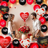 Happy Valentines Day Balloons - Big, Pack Of 26 | Black And Red Heart Shaped Balloons For Valentines Day Decorations | Heart Balloons, Valentines Balloons, Romantic Decorations Special Night