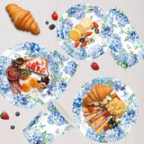 100Pcs Hydrangea Party Supplies Paper Plates Napkins Cups Hydrangea Floral Tableware Set For Summer Wedding Birthday Tea Party Supplies Serve 25 Guests
