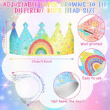 32 Pcs Rainbow Birthday Party Crown For Kids Birthday Party Hats Rainbow Glitter Decorations Paper Crowns Headband For Girls Birthday, Rainbow Party Supplies, Classroom Activities,12 Styles