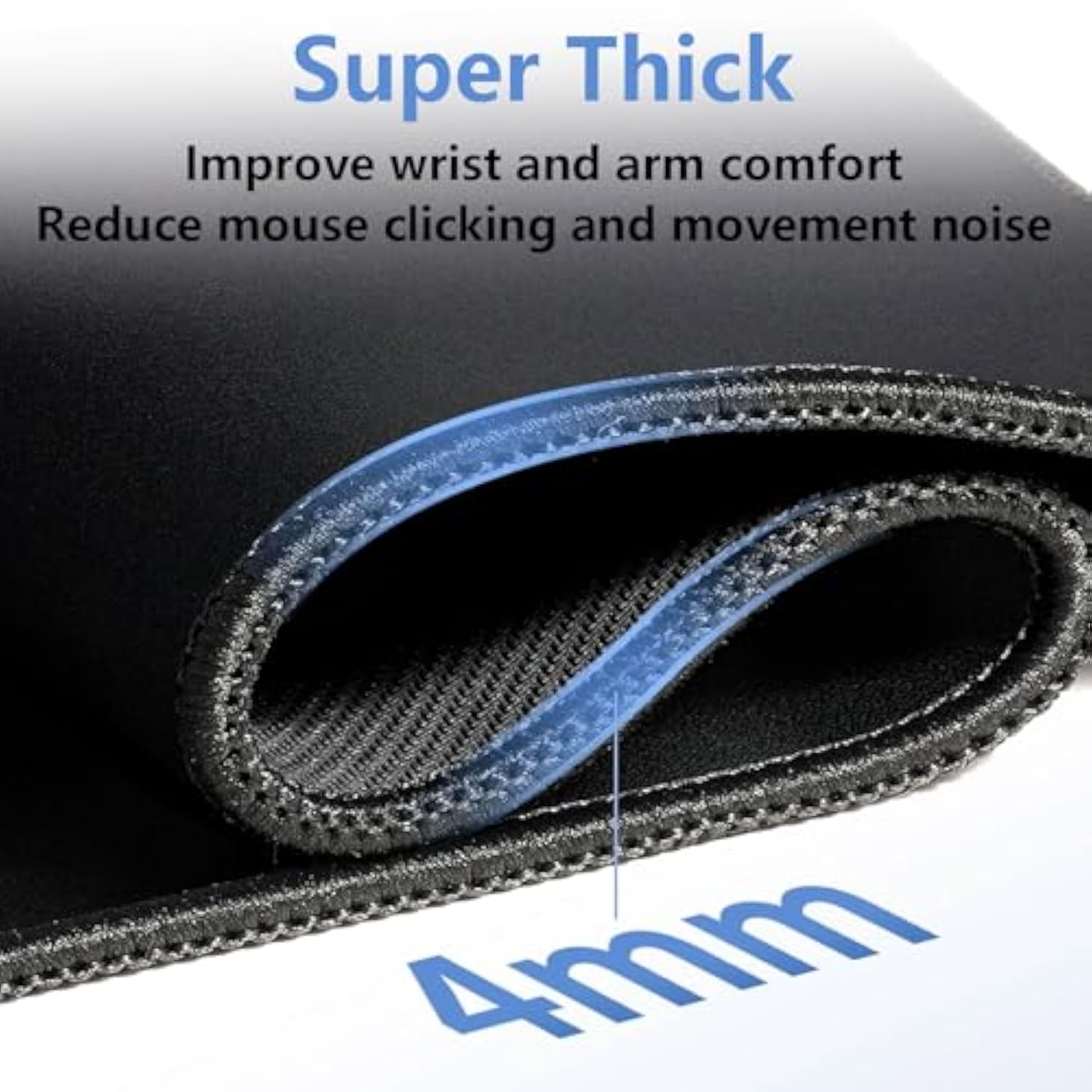 Fluid Pattern Xxl Mouse Pad,Thicken Waterproof Grey White Swirl Large Gaming Mousepad With Stitched Edge, Aqua Swirl Mousepad,Non-Slip Base Ink Liquid Mouse Keyboard Mat 31.5X15.7X0.16In