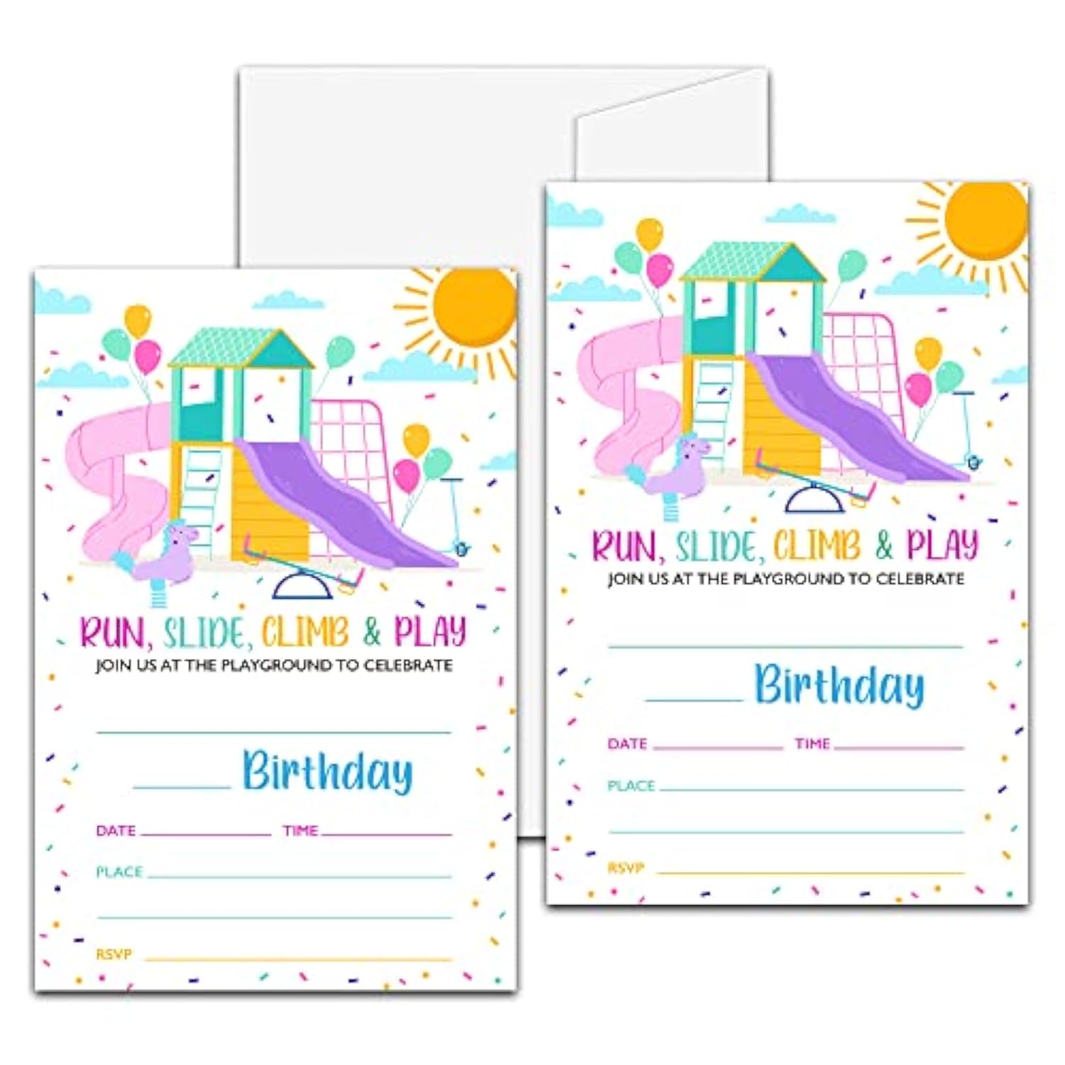 Playground Birthday Party Invitation, Park Themed Fill-In Invites For Adults Women & Men, 20 Invitations With Envelopes (4" X 6"), Adult Outdoor Party Favors Decorations And Supplies -27