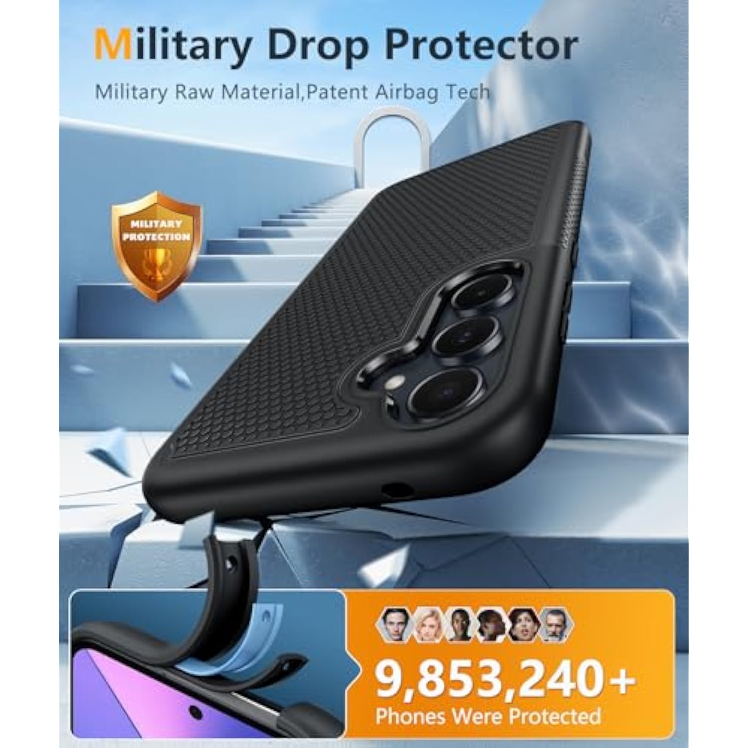 For Samsung Galaxy A35-5G Case: Dual Layer Protective Heavy Duty Cell Phone Cover Shockproof Rugged With Non Slip Textured Back - Protection Bumper Tough - 2024, 6.6 Inch Black