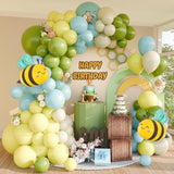 Bee Balloon Arch Kit Sage Green Blue Yellow Balloons Bear Theme Baby Shower Balloon Arch Kit Pastel Balloon Garland For Bee Easter Party Decorations Spring Woodland Birthday Gender Reveal Decor