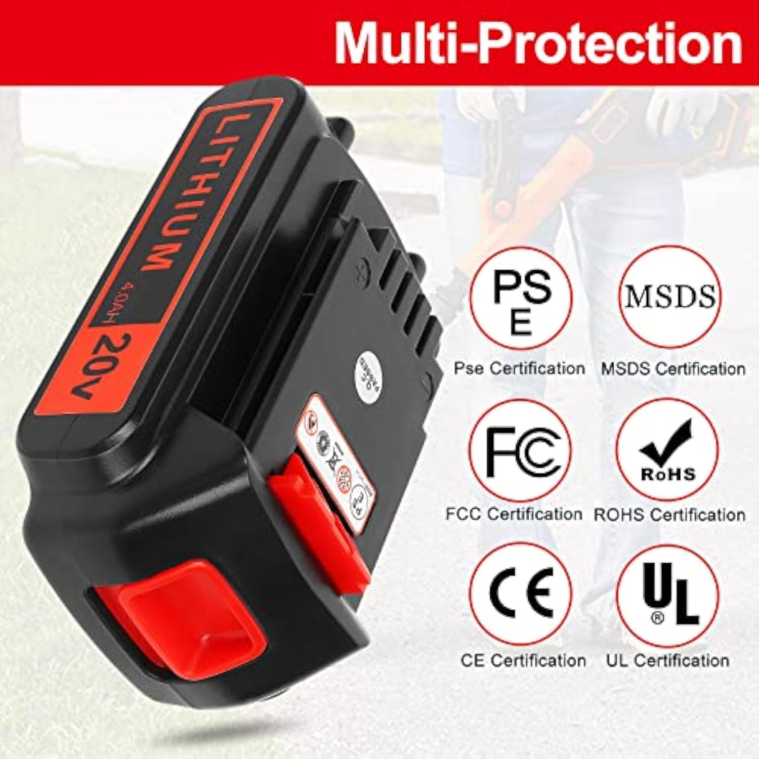 20V 4Ah Replacement Lithium Battery 2-Pack for Black and Decker Cordless Tools