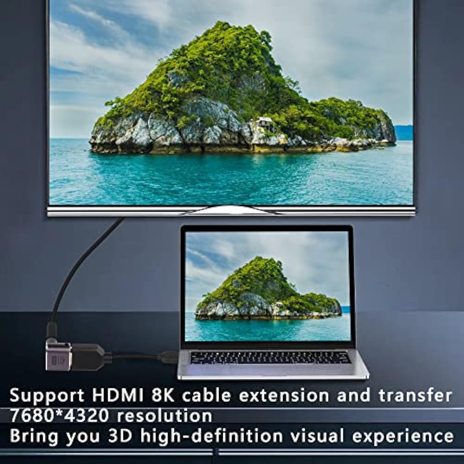 8K Mini Hdmi To Standard Hdmi Adapter 2.1 Version Mini Hdmi Male To Down Angle