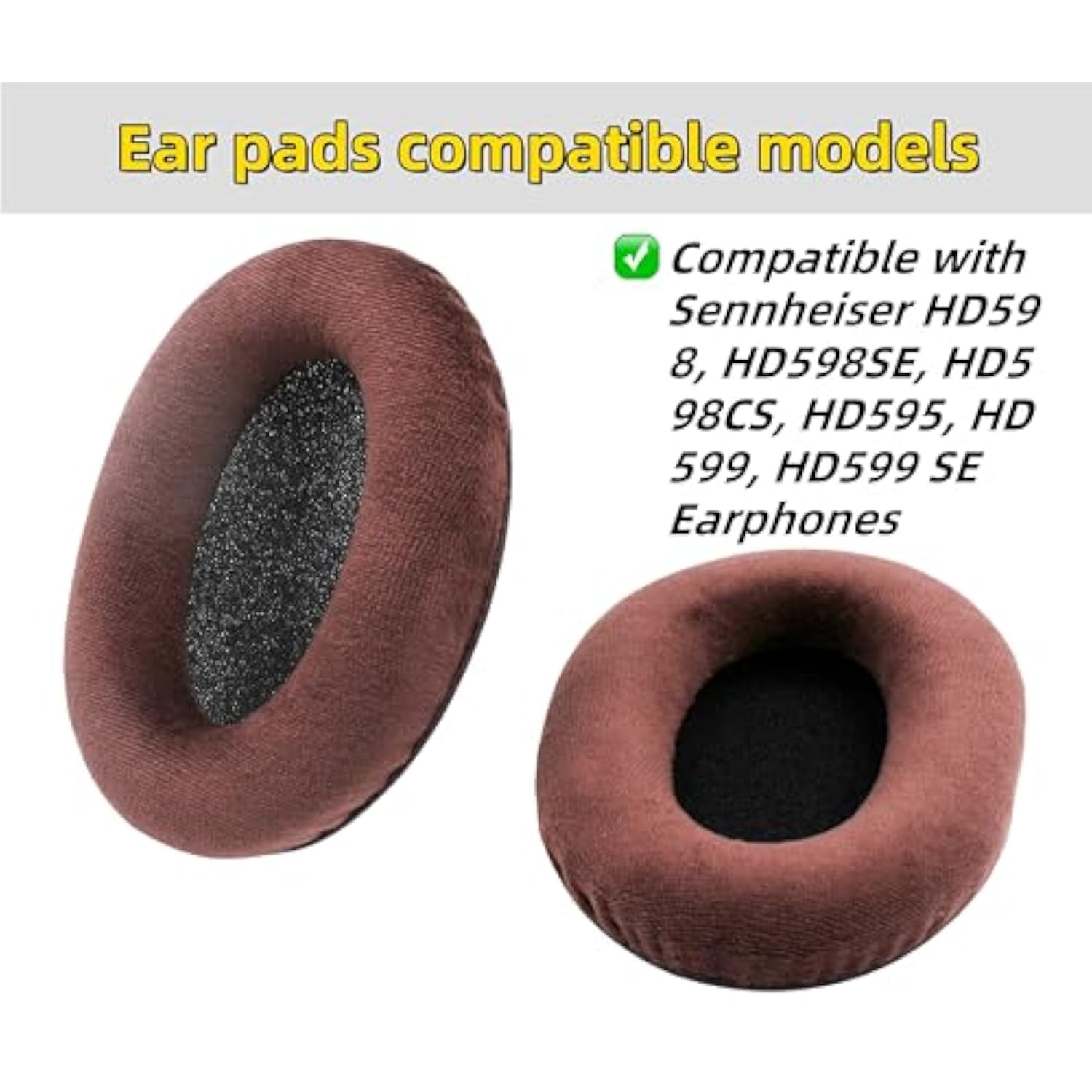 Replacement Ear Pads, Compatible With Sennheiser Hd598,Hd598Se,Hd598Cs,Hd595,Hd599,Hd599 Se Earphones,Earpads Cushions Are Made Of Soft Velvet Material And Memory Foam Sponge(Brown/Velvet)