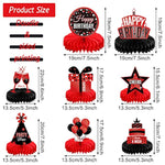 8 Pieces Red And Black Birthday Party Honeycomb Centerpieces Red Black Table Centerpieces Decorations Table Centerpiece Sign For Kids Adults Party Supplies