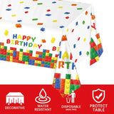 3 Pack Building Block Party Tablecloth Building Block Disposable Plastic Table Cover For Children Kids Blocks Birthday Party Supplies, 54 X 108 Inch