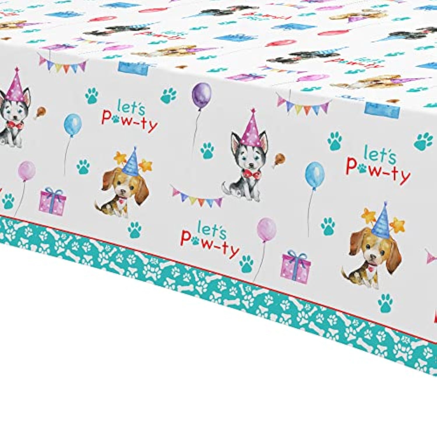 Puppy Dog Birthday Party Supplies Tablecloth, Disposable Dog Party Table Cover Decorations, Blue Puppy Theme Birthday Baby Shower Table Cloth Decorations, 3 Pack, 54In X 108In