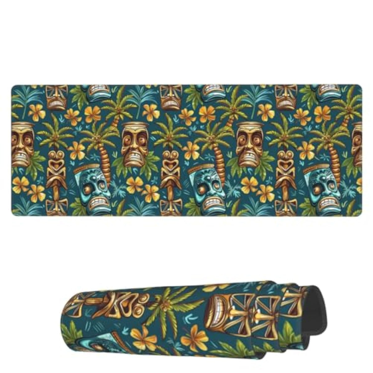 Laptop Mouse Pad Tikis Tropical Tree Desk Mat With Stitched Edges 31.5X 11.8 Inch Non-Slip Large Keyboard Rubber Writing Table Mat For Office Home