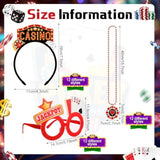 36 Pcs Casino Night Party Favors Casino Theme Felt Headband Eyeglasses Beaded Necklaces Dice Dollar Sign Poker Party Decorations Accessories For Las Vegas Game Night Decor Photo Prop Supplies