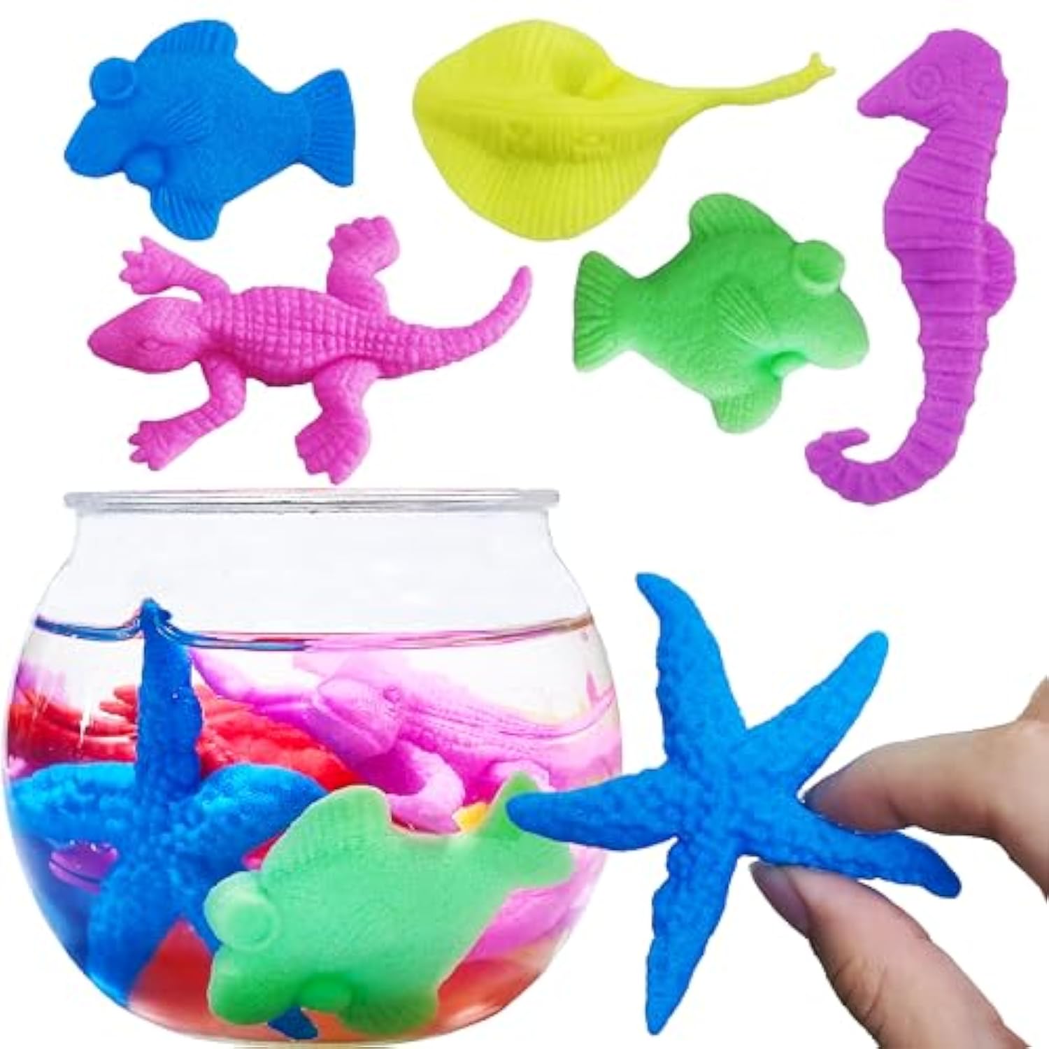 Water Growing Sea Creatures - Under The Sea Animals 50 Pack, Individually Wrapped Favors, Expandable Animals Toy - Party Supplie