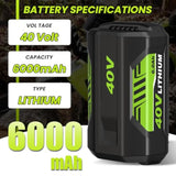 6000Mah Op40601 Battery Replacement For Ryobi 40V Battery Op4050A Op4040 Op4030 Op4026A Op40201 Zrop4026 Battery Compatible With Ryobi Battery 40 Cordless Power Tool Ry40180 Ry40200 Battery (Green)