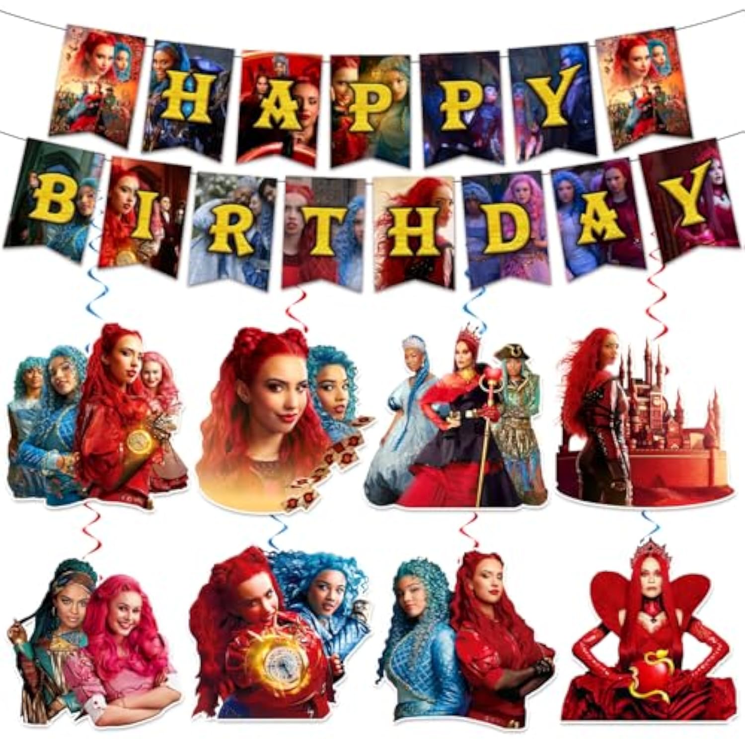 Movie Birthday Decorations, Movie Theme Happy Birthday Banner Hanging Swirls, Party Supplies For Girl Boys Birthday Party, Popular Happy Birthday Decorations