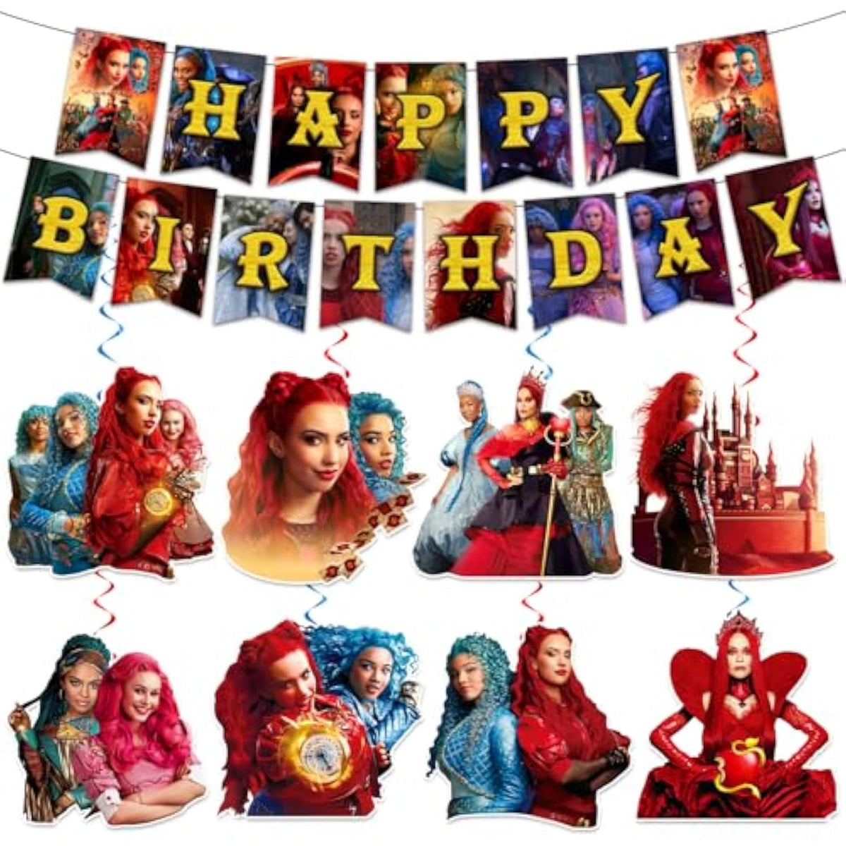 Movie Birthday Decorations, Movie Theme Happy Birthday Banner Hanging Swirls, Party Supplies For Girl Boys Birthday Party, Popular Happy Birthday Decorations