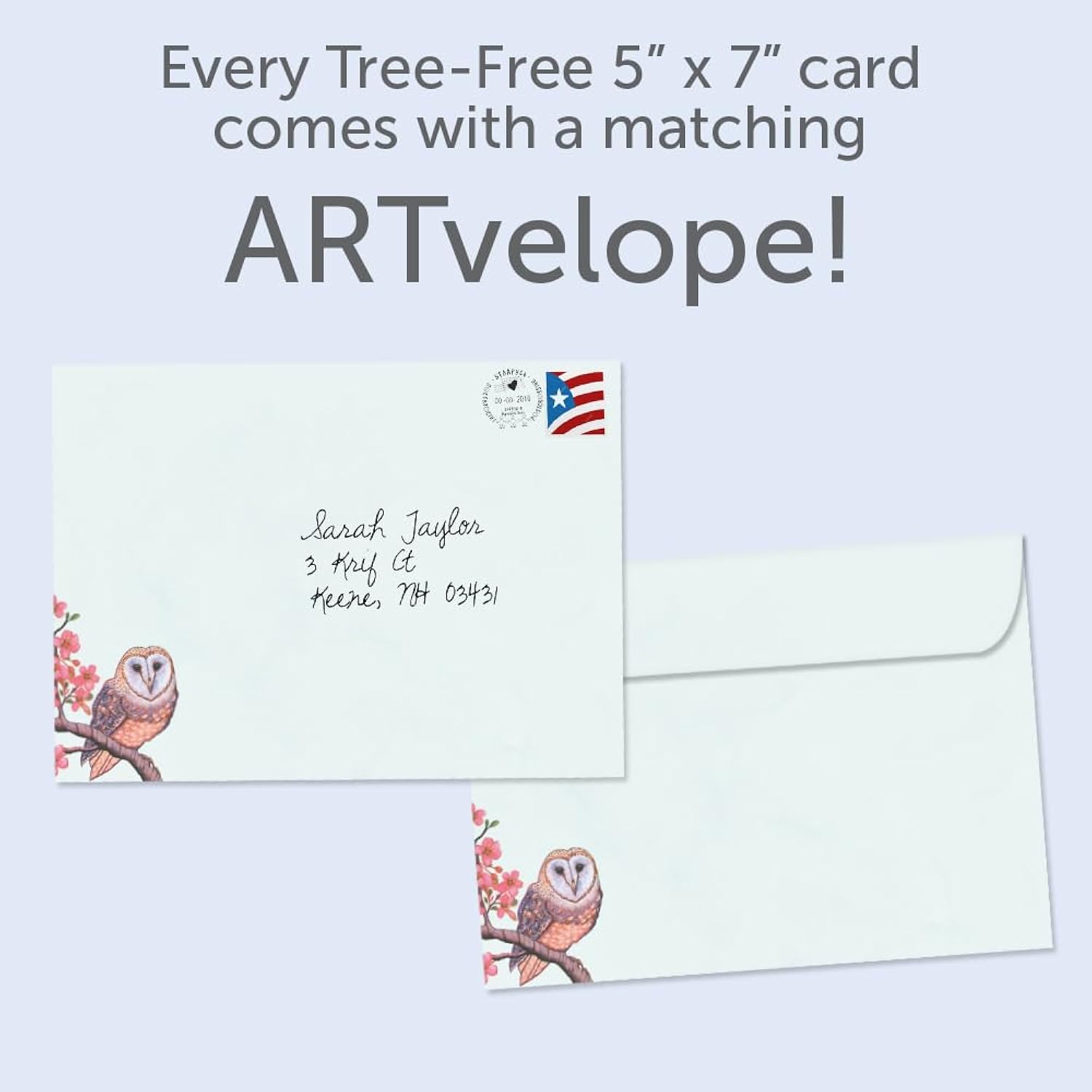 Tree-Free Greetings - Valentine's Day Greeting Card - Artful Designs - 1 Card + Matching Envelope - Made in USA - 100% Recycled Paper - 5 x 7 - Owl Ways and Forever (GO64325)