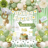 53pcs Sage Green Bridal Shower Kit with Banner, Balloons, Sash, Tiara & More