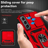 Samsung Galaxy S22 Case Red Hybrid Shockproof with Lens Cover & Kickstand