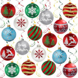 Christmas Hanging Swirl Decorations - 30 Pcs Christmas Ball Hanging Foil Swirl Xmas Tree Snowflake Elk Ceiling Decor For Xmas Holiday Party Supplies