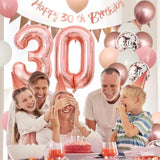 30Th Birthday Decorations Retro Pink Rose Gold,30Th Birthday Balloons,Happy 30Th Birthday Banner With Cake Toppers Rose Gold Number 30 Balloons Confetti Balloons For Women Birthday Party Decorations
