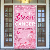 Breast Cancer Awareness Door Decorations Breast Cancer Awareness Banner Breast Cancer Awarenesss Door Banner for October Breast Cancer Month Party Decorations, 71 x 35 Inch (PINK)