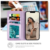 Wallet Case For Iphone 14,[Rfid Blocking] 3 Card Holder Stand With Credit Card Slot Pu Leather Magnetic Protective Flip Cover For Iphone 14 (Light Purple)