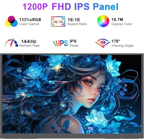 16" Portable Monitor, 165Hz (Support 144Hz),100% Srgb, 16:10 1200P Fhd Ips Hdr Gaming Monitor, Ultra-Slim Travel Monitor With Speakers, External Second Screen For Laptop, Ps,Mac, Xbox,Switch