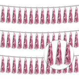 3P Metallic Fringe Tassel Banner Garland Foil Tinsel Streamer Wall Hanging Curtain Backdrop Banner For Parade Floats, Graduation Decorations, Wedding Party Decoration(Pink)