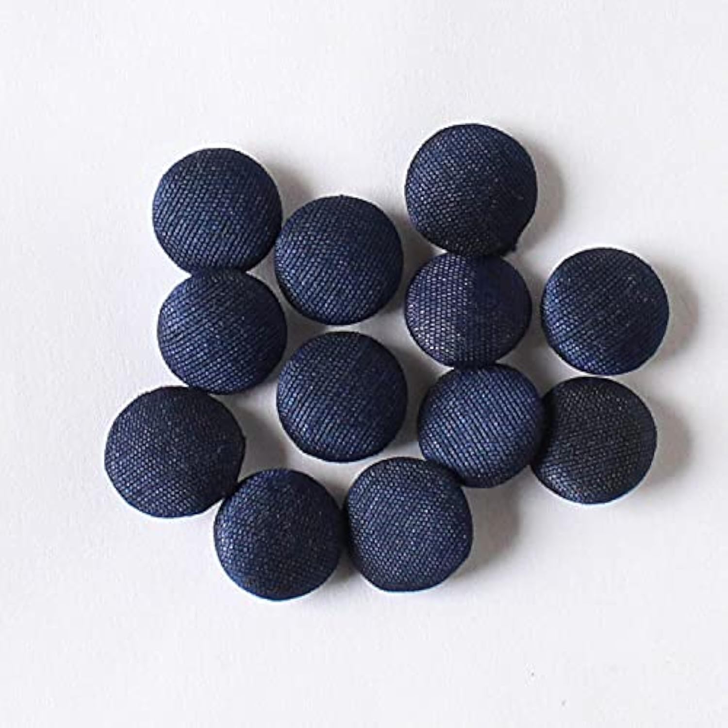 Handmade Navy Blue Button Dupion Fabric Covered Round 12 Buttons For S