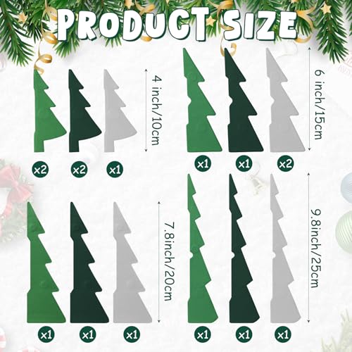 15Pcs Honeycomb Paper Christmas Tree, Dark Green Light Green Gray