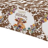 Highland Cow Birthday Decorations Tablecloth, 3 Pack Disposable Floral Boho Holy Cow Highland Theme Party Tablecover Supplies For Western Farm Animals Kids Birthday Baby Shower, 86In X 55In