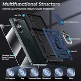For Oneplus Nord-N30 5G Case: With Slide Camera Cover Screen Protector, Military-Grade Shockproof Protective Magnetic Ring Stand One Plus Nord N30 5G Cell Unlocked Phone Covers Funda Fara, Blue