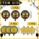 9pcs Black Gold New Year 2026 Star & Round Foil Balloons Decorations