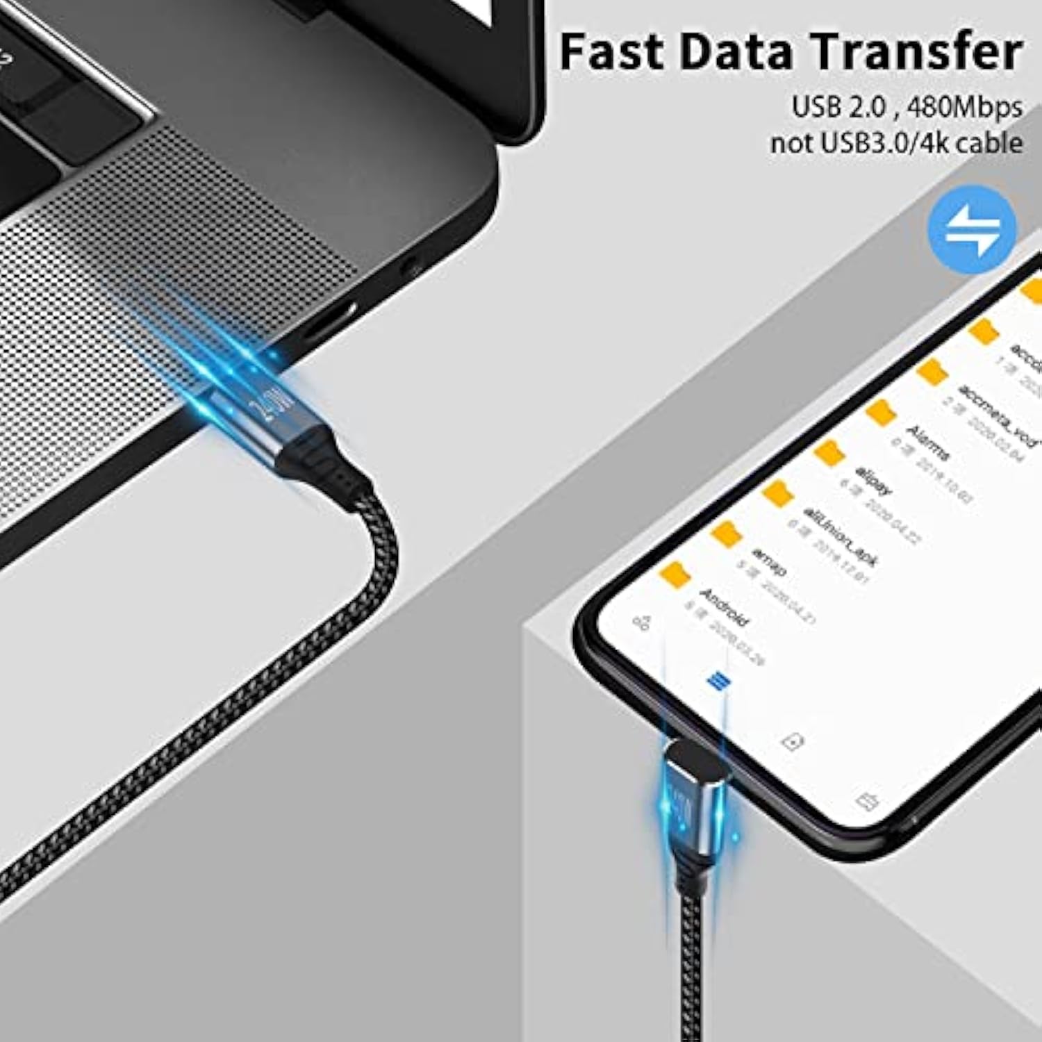 240W Usb C Cable 90 Degree, 10Ft Type C To Type C Cable, 90 Degree Usb C Cable