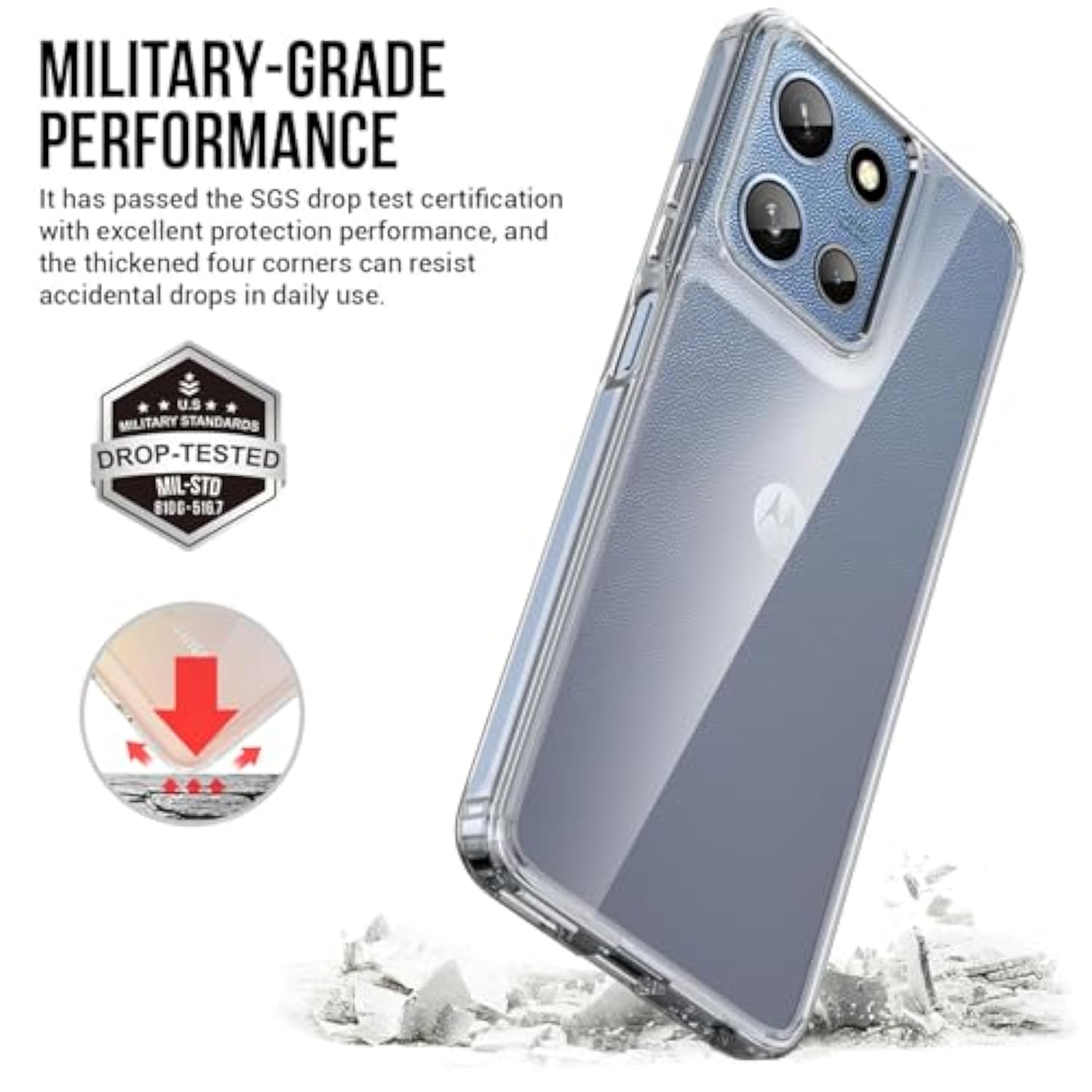 For Motorola Moto-G-2025 Case: Military-Grade Shockproof Phone Cover With Tempered Glass Screen Protector, Anti-Scratch & Reinforced Bumpers - Crystal Clear