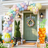 167Pcs Easter Balloon Garland Arch Kit, Pastel Purple Pink Blue Yellow Green Carrot Balloons With Bunny Chick Foil Balloons For Easter Spring Baby Shower Birthday Party Decorations