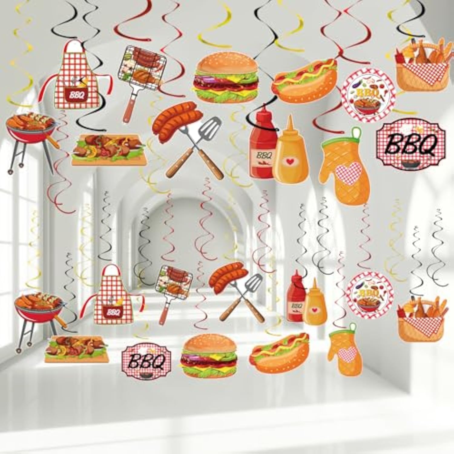 58 Pcs Summer Picnic Party Hanging Decoration Bbq Party Decorations Bbq Picnic Birthday Hanging Swirl For Kids Summer Picnic Holidays Birthday Carnival Party Supplies