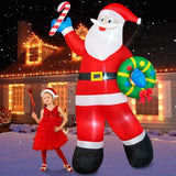 8Ft Christmas Inflatable Santa Claus Outdoor Decoration, Inflatable Santa Holds Garland Blow Up Yard Decorations Built-I