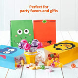 24 Pack Animal Party Favor Bags, Goodie Bags For Kids Birthday, Small Gift Bags Bulk Paper Treat Bags For Toddler Baby Shower Party Supplies School Classroom Loot Bags For Girls Boys