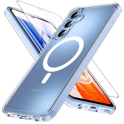 Magnetic For Samsung Galaxy A15 5G Phone Case, Samsung A15 5G Case For Magsafe With Screen Protector, [Not-Yellowing] Shockproof Protective Cover Case For Samsung Galaxy A15 5G (Clear)