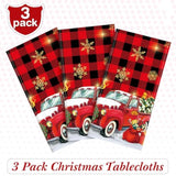 3 Pack Christmas Red Truck Tablecloths Decor Plastic Xmas Party Table Covers Retro Merry Christmas Tree Farm Print Party Supplies Xmas Winter Holiday B'Day Party Decor, 54''X108'' (Plaid)