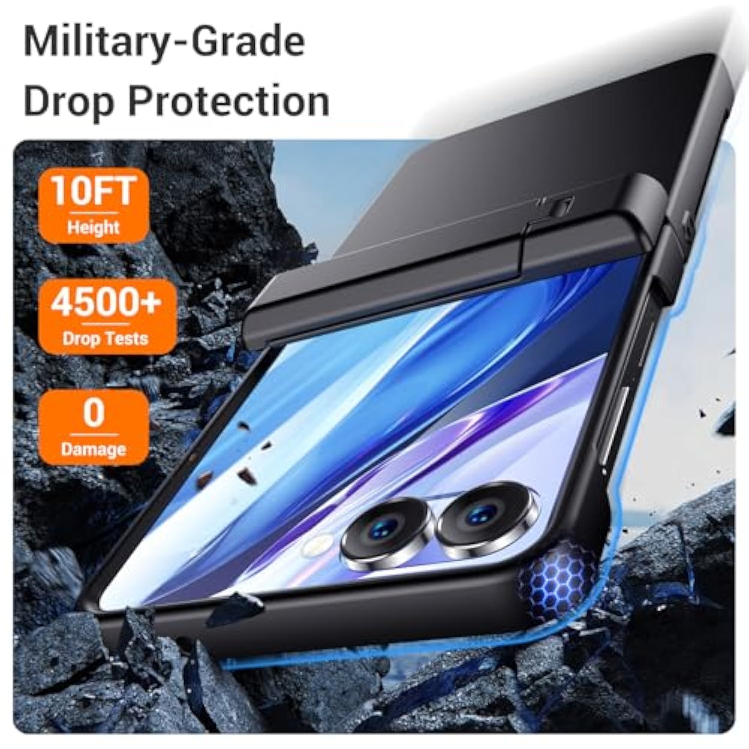 For Samsung Galaxy Z Flip 7 Case With [Built-In Front Screen Protector] [Kickstand][Hinge Protection][Hard Pc] Ultra-Thin Shockproof Protective Phone Case For Galaxy Z Flip 7-Black