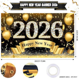 Extra Large Happy New Year 2026 Banner 72x44 Inch for Indoor and Outdoor Decor