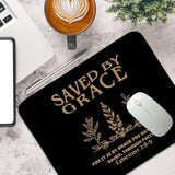 Christian Mouse Pad Bible Verses Small Mousepad, Saved By Grace Ephesians 2:8-9, Rectangle Black And Gold Travel Computer Mouse Pad For Laptop, Inspirational Christian Gifts For Women 11.8X9.8