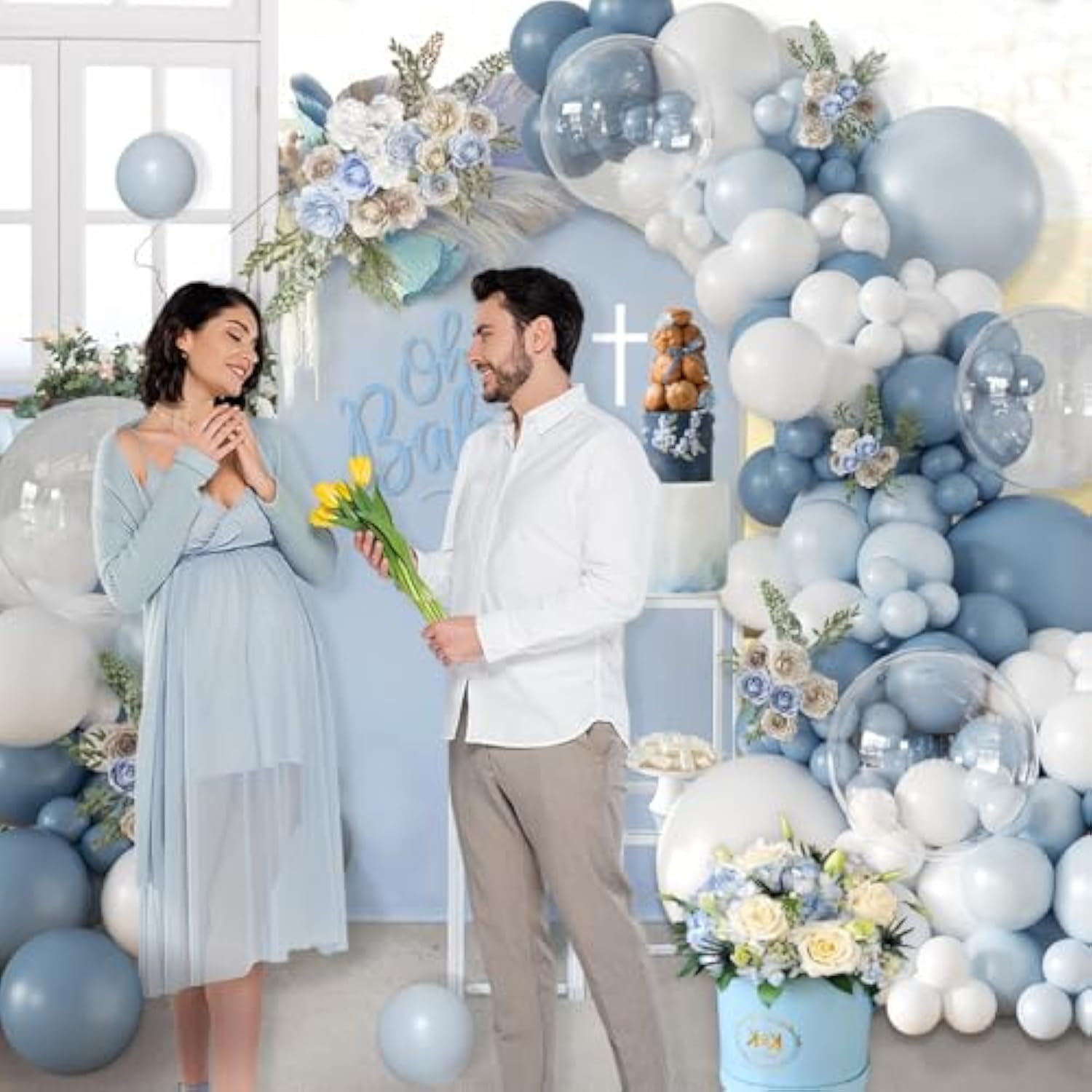 126pcs Dusty Blue Balloon Arch Kit for Baby Shower, Wedding & Party Decor