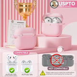 For Airpods 4 Case, Soft Silicone Case Compatible With Apple Airpods 4Th Generation 2024 For Women Girly, Anti-Scratch Pink Case Cover With Cleaner Kit And Keychain, Drop Protection