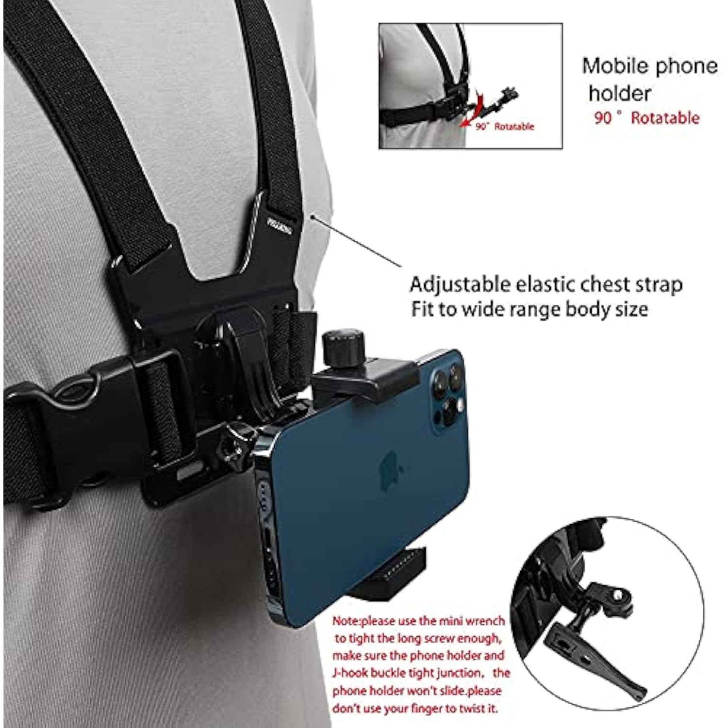Mobile Phone Chest Mount Harness Strap Holder