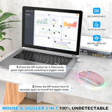 Led Bluetooth Wireless Mouse For Macbook Air Mac Pro Laptop Ipad Rechargeable Silent Light-Up Optical Mouse With Jiggler Dual Mode Bt5.2 & Usb-A/Usb-C For Students, Kids, Girls, Boys Rose Gold